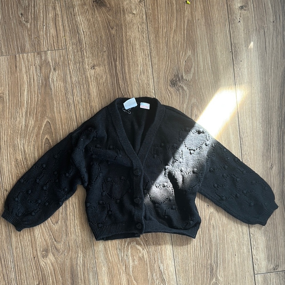 Zara kids black cardigan w/ adorable heart details through out size 18-24 months